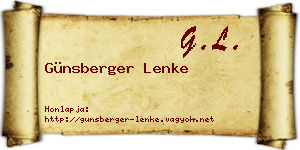Günsberger Lenke névjegykártya